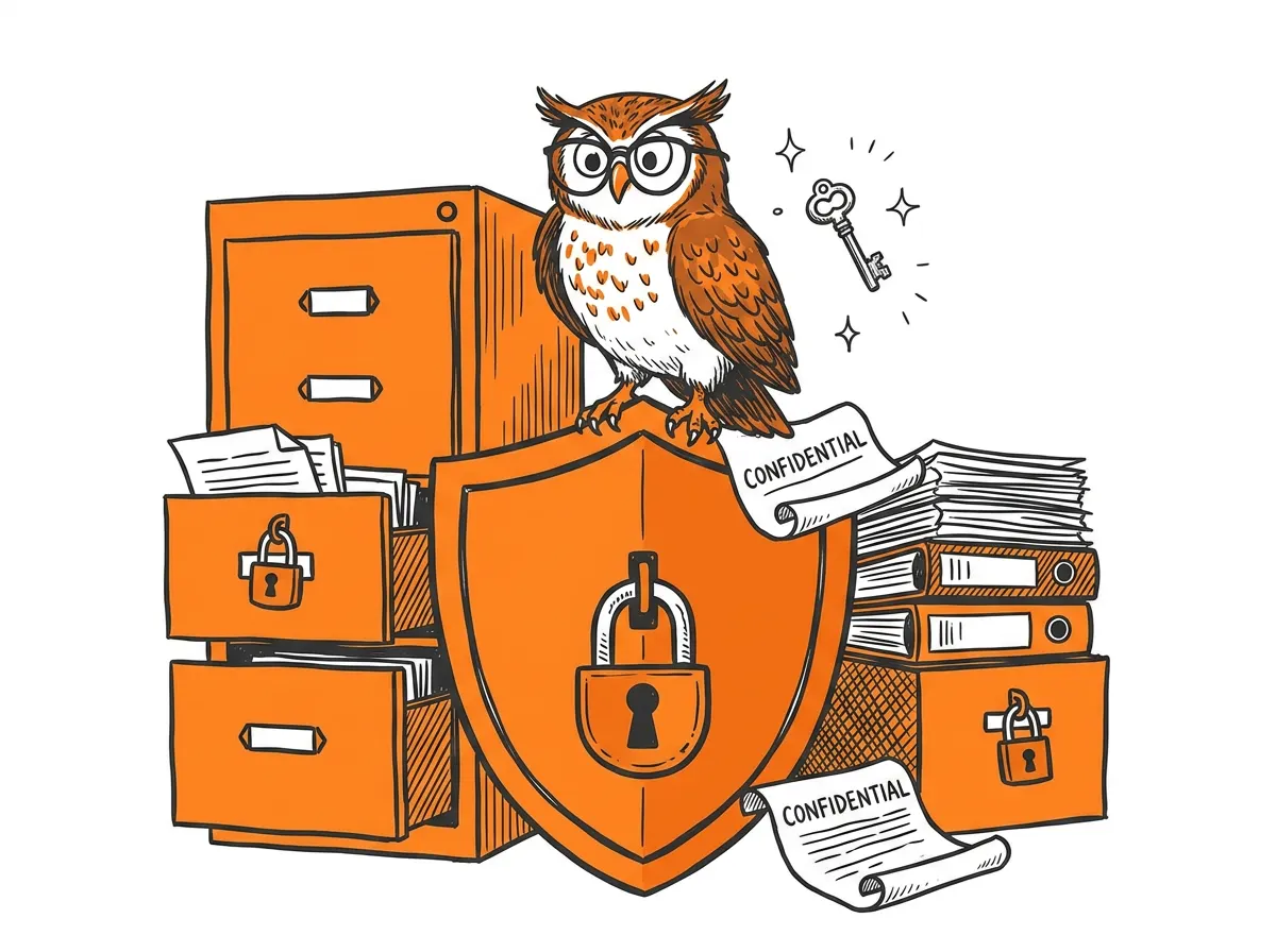 Security shield protecting legal documents